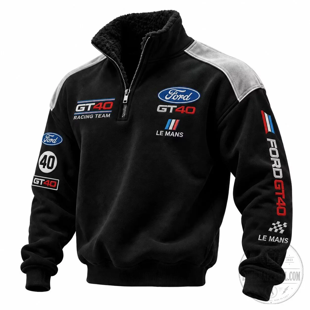 Ford GT40 Racing Team Le Mans Quarter-Zip Pullover Sherpa Lined Sweatshirt