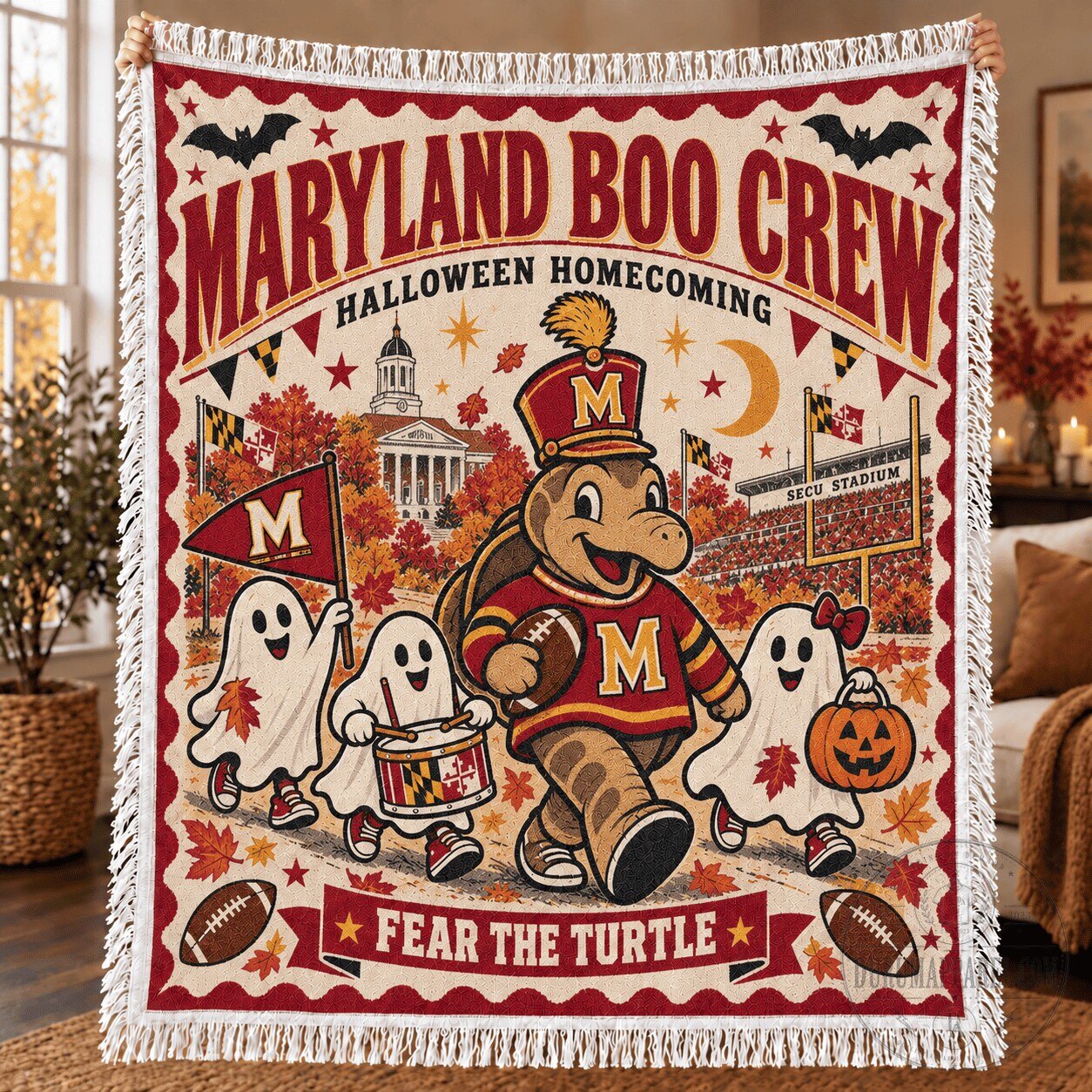 Maryland Terrapins Boo Crew Halloween Homecoming Fear The Turtle Blanket